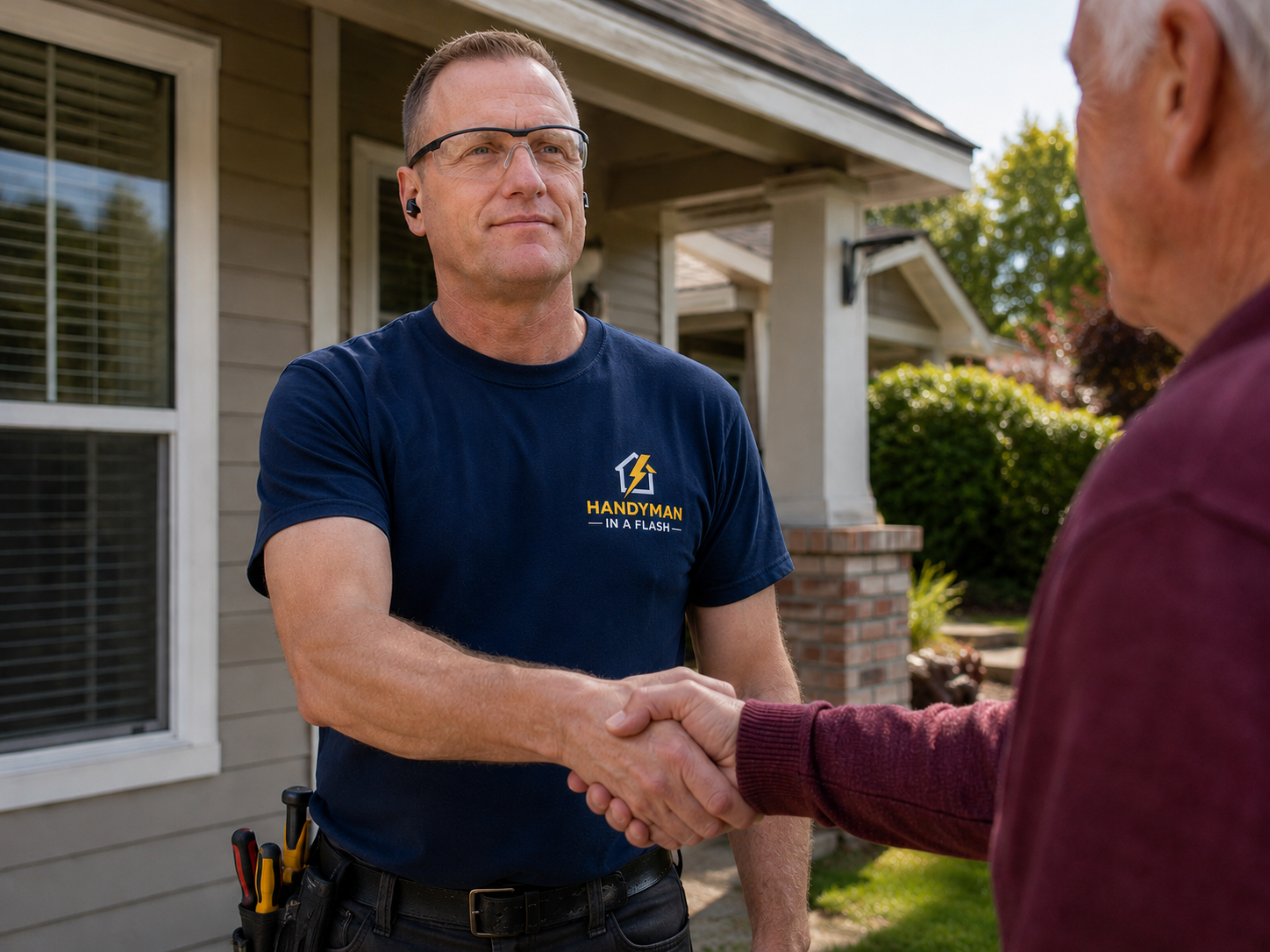 Handyman installing a new window on a Western Oregon home